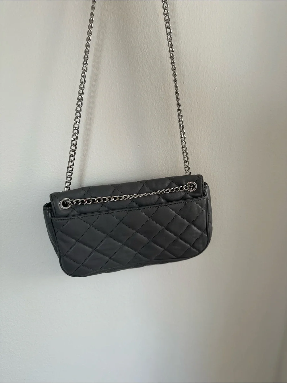 Michael Kors Quilted Grey Leather Shoulder Bag with Chain Strap
